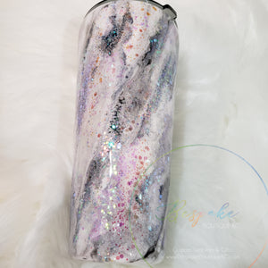 32 oz Black and White Marble with Lucky Charms glitter